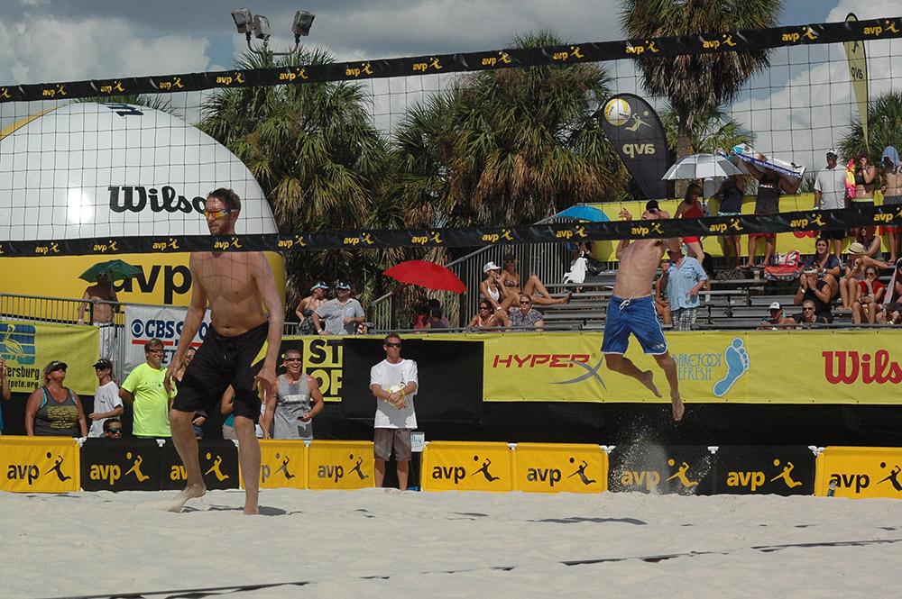 Nick "The Greyhound" Lucena serving during the men's Finals.