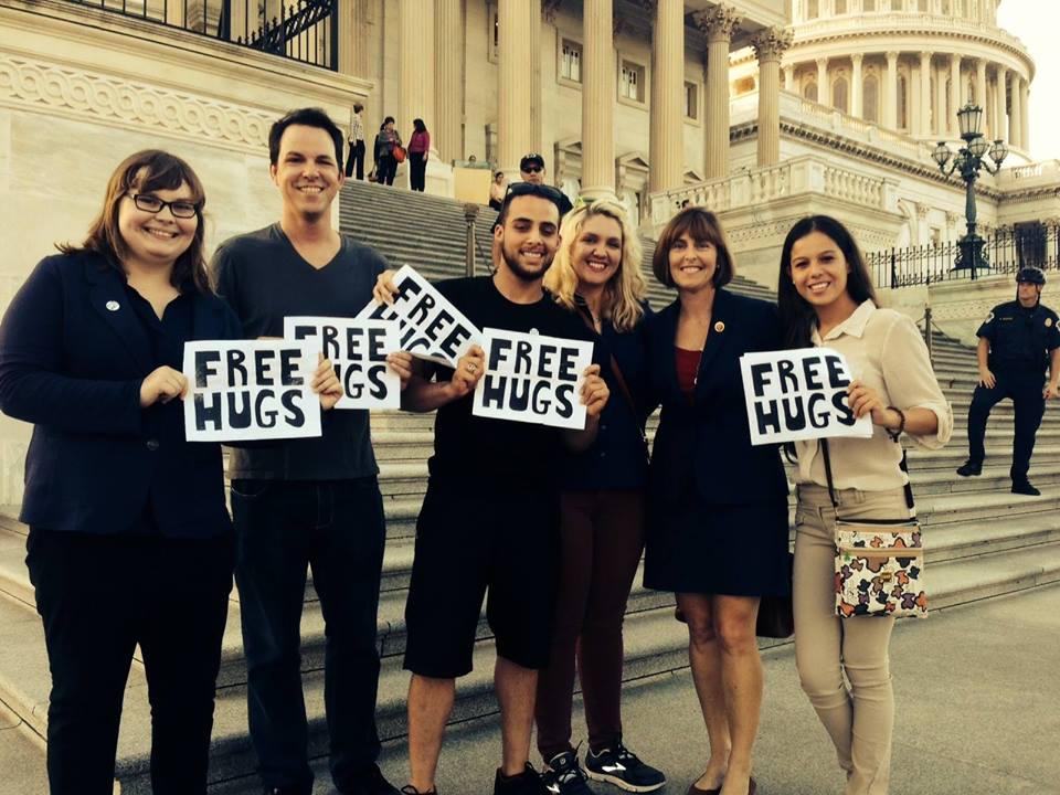 Photo/Dale Mabry SGA                                                               SGA students visit Washington, D.C. and distribute hugs. 
