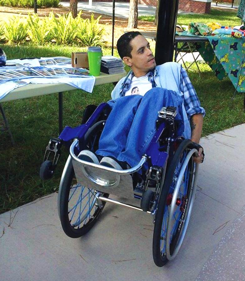 Torres showing of some of his skills in a wheelchair.