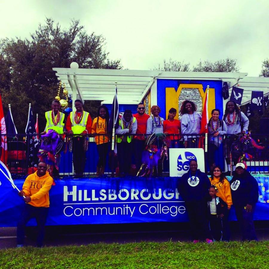 Ybor SGA proudly shows off the revamped parade float. The new renovations include a bathroon.