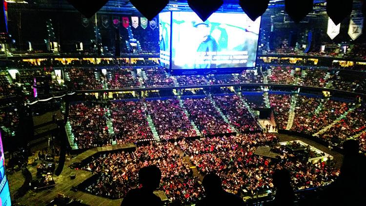 In Amalie Arena, hundreds of people scurry along to find their seats in anticipation for Winter Jam 2016.