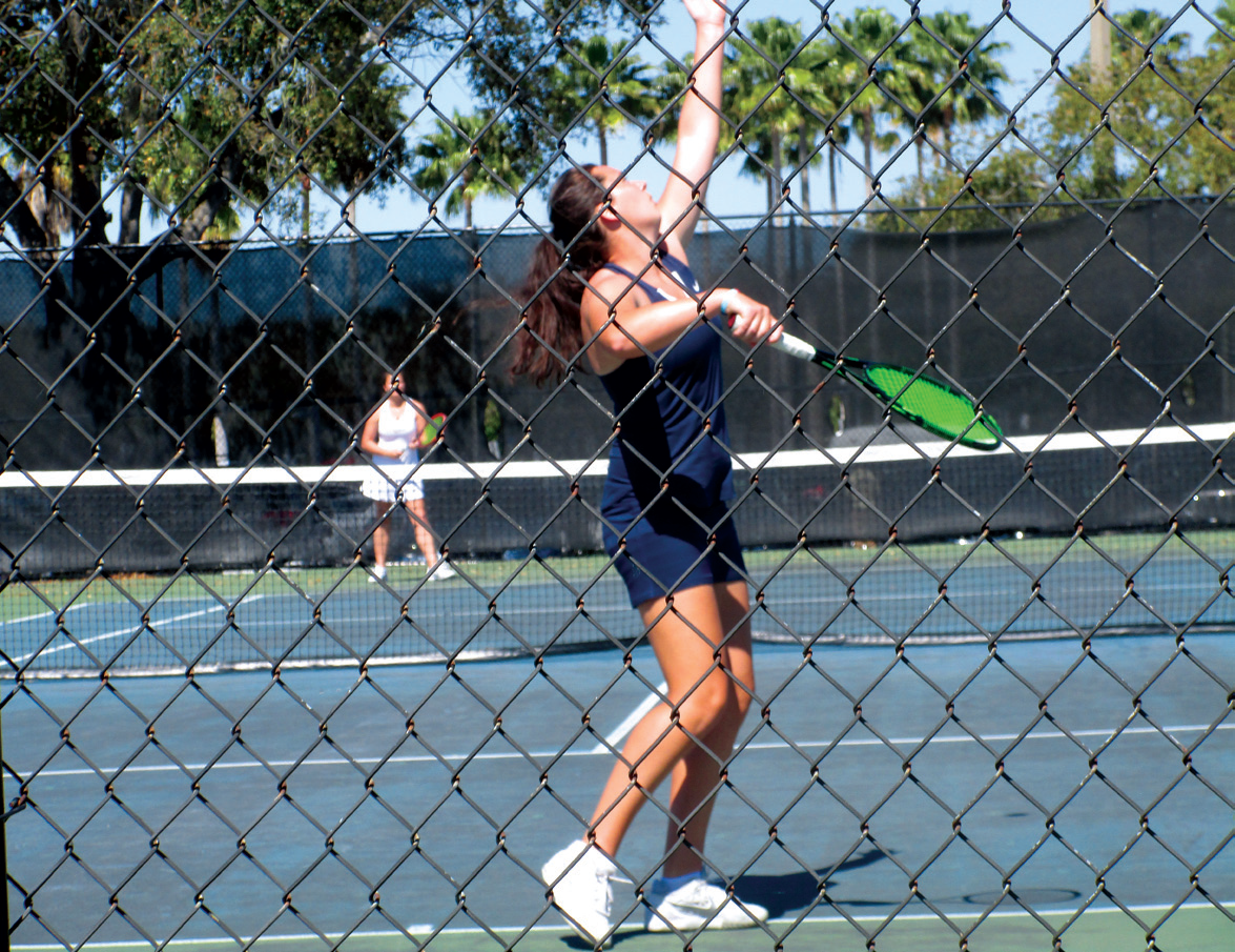 HCC star Ceire Mullins serves to Florida State College.