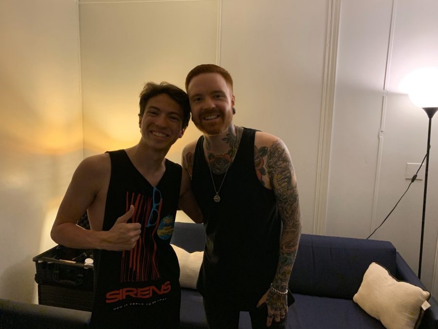 Hawkeye contributor Johnny Torres Jr. and Matty Mullins backstage at Disrupt