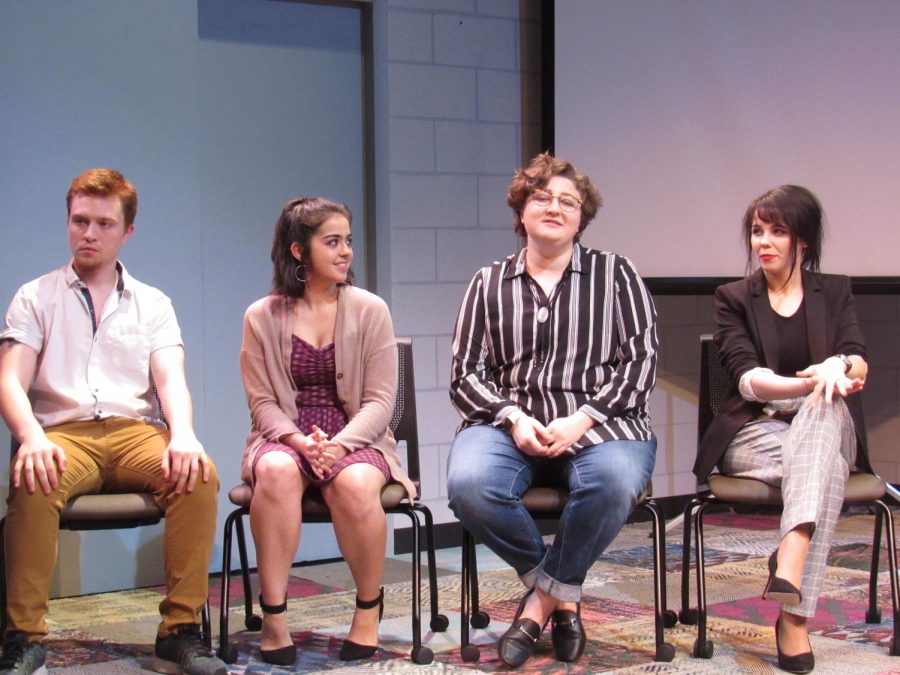 Cast members Orion Flannagan, Linda Maymi-Rivas, Jes Katz and Margarita Ferndez answering questions from the audience