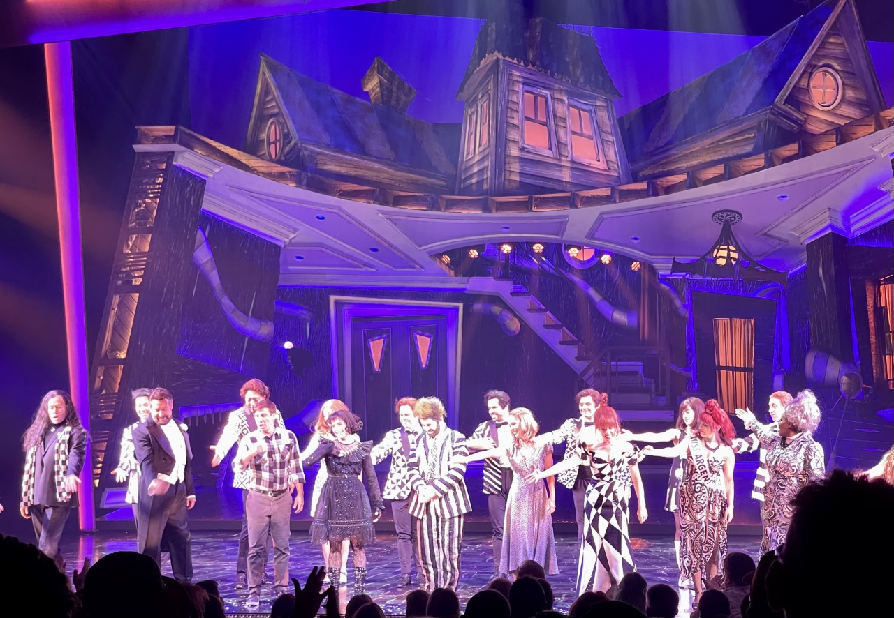 The cast of James L. Nederlander’s Betelgeuse takes a final bow to a sold-out audience at the Marriott Marquis Theater Sept. 3.