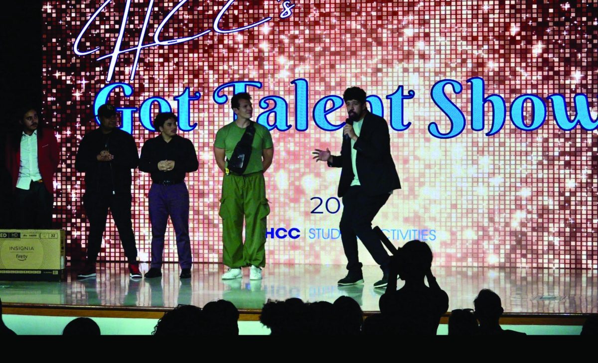 Comedian Tyler Korso announces the HCC’s Got Talent show winners.