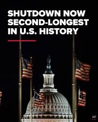 The longest shutdown in history lasted 43 days.