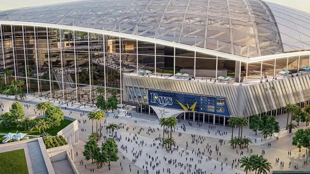 A rendering of the Tampa Bay Rays potential ballpark in Tampa, Fla. Retrieved from Tampa Bay Rays on March 09, 2026